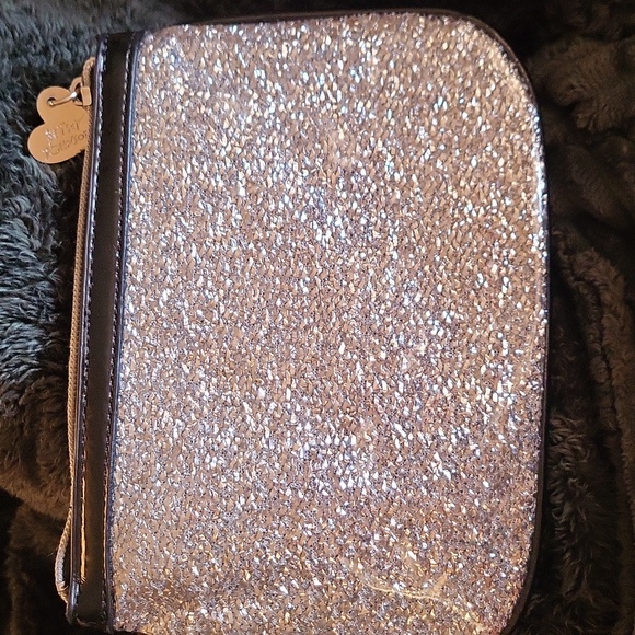 Betsy Johnson Logo Silver Metallic Clutch. - Picture 3 of 14